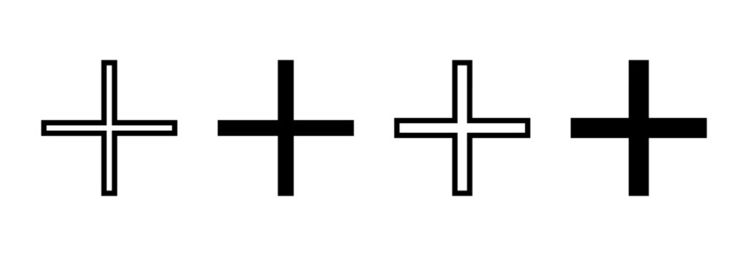Plus Icon set vector. Add plus sign and symbol