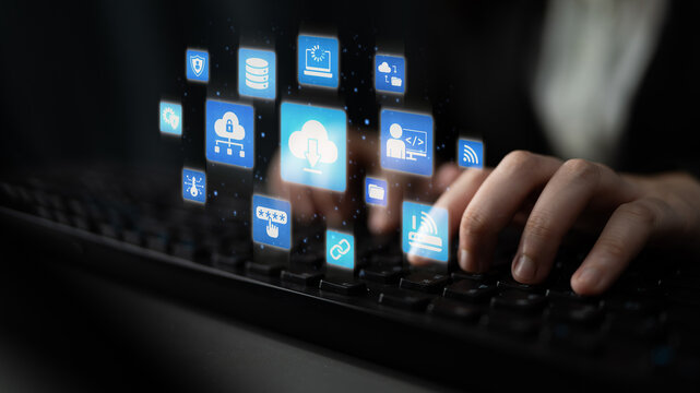 Cloud computing, cloud strategy, and cloud technology transforming digital infrastructure with scalable services, secure data storage, and cloud-based digital business solutions. Entice