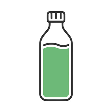 Green liquid in a bottle with a cap