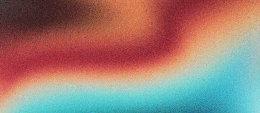 Grainy gradient background with warm orange and cool blue tones. Abstract blurred texture with lo-fi aesthetic. Retro film grain effect on vibrant color wash for modern graphic design projects.