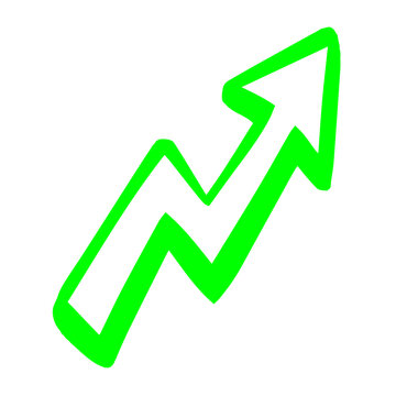 Green Hand Drawn Zigzag Arrow Doodle, Upward Directional Pointer Icon for Growth and Progress on Transparent Background
