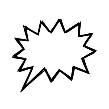 Black Hand Drawn Starburst Speech Bubble Doodle, Empty Comic Explosion Icon for Attention on Transparent Background