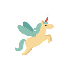 Cartoon unicorn with wings and horn © bralin