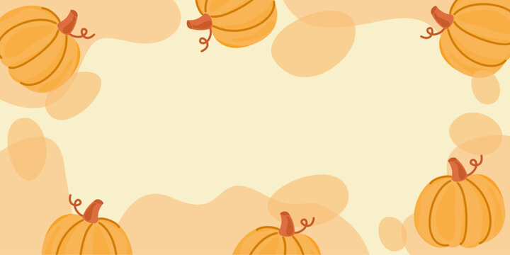Fall pumpkin border background with copy space for thanksgiving and autumn.