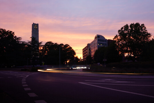 The Bell Tower at night on the campus of NC State University in Raleigh, North Carolina