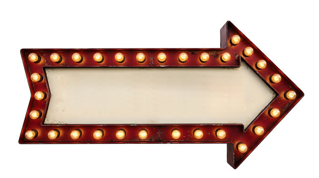 Arrow marquee sign with blank space isolated on transparent background