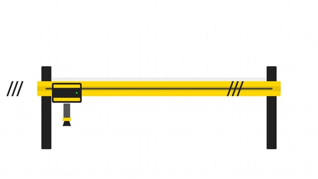 Industrial Cartesian Gantry Robot Slider Animation with Yellow Linear Axis Carriage