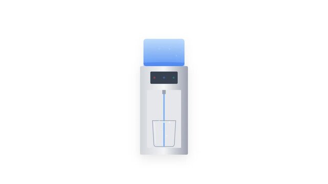 Silver Water Cooler Dispensing Fresh Liquid into Glass with Rising Bubbles