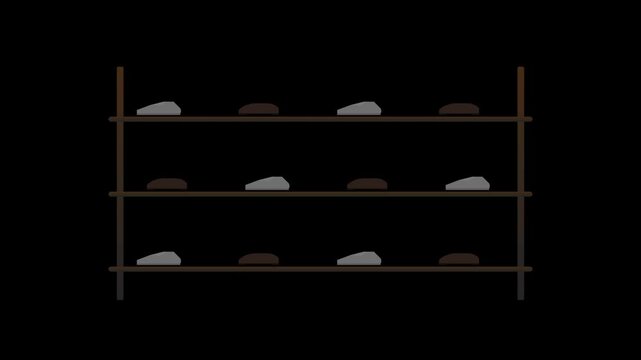 Minimalist Wooden Shoe Rack with Sequential Footwear Appearance in Brown and Gray Tones