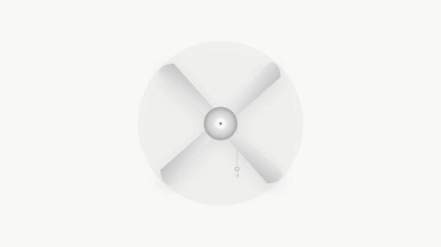 Modern Silver and White Ceiling Fan with Rotating Blades and Swaying Pull Chain Illustration