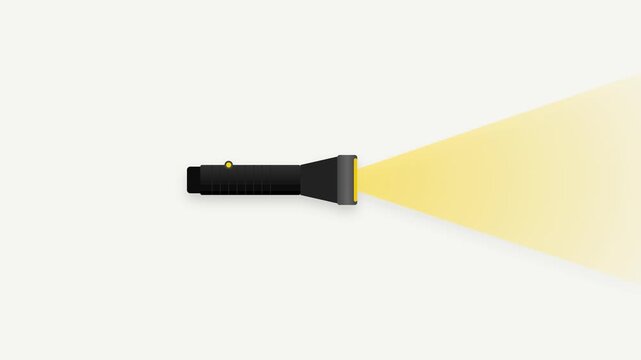 Handheld Flashlight Emitting Sweeping Yellow Light Beam with Adjustable Lens Mechanism