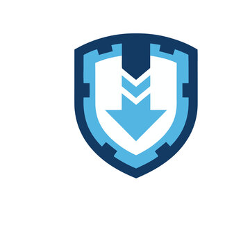 Shield with downward arrow icon