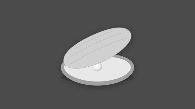 Oyster Shell Opening with Shiny Pearl Inside Flat Icon Animation