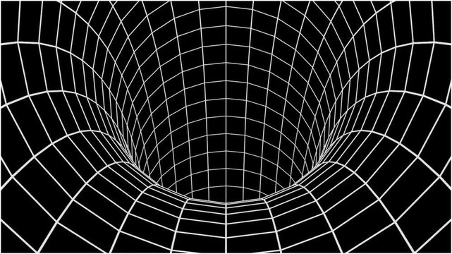 Wireframe wormhole grid tunnel