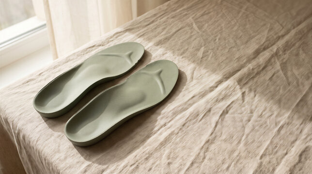 Orthopedic insoles on a textured surface