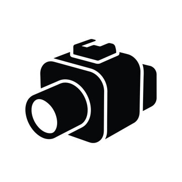Industrial camera sensor black icon for machine vision.