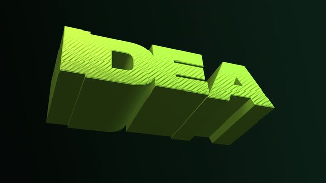 IDEA Rotating Lime 3D Typography with Halftone Texture Loop