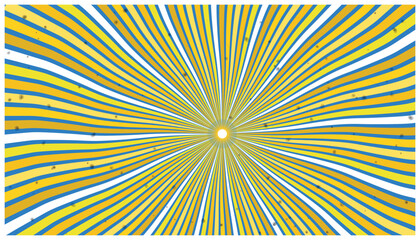 Obraz premium Abstract sunburst background with wavy yellow white and blue light rays.