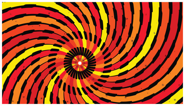 Abstract swirling vortex background with vibrant yellow orange red colors.