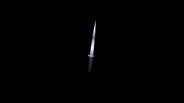 Sword video of sharp metallic knives on transparent background
