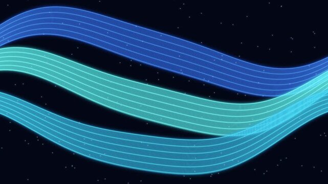 Flowing Icy Blue and Cyan Light Ribbons Seamless Loop