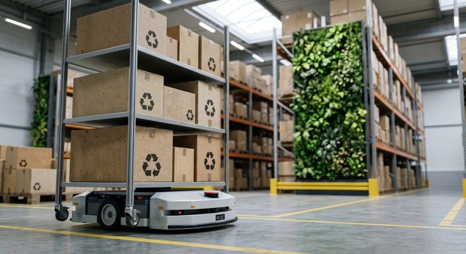 Autonomous Robot Moving Recyclable Boxes in Eco Friendly Warehouse