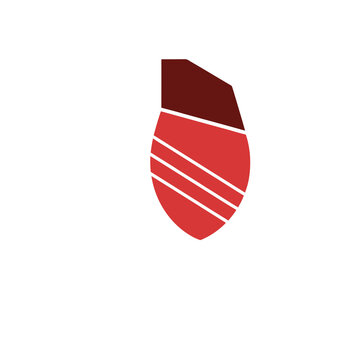 Red and dark red shield shape with stripes