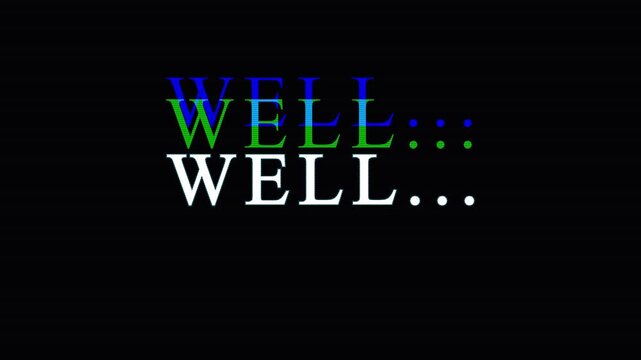Retro word well animation with glitch and rgb split effects on black background for dynamic video.