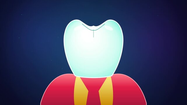 2D animation showing Streptococcus mutans bacteria processing dietary sucrose to excrete lactic acid causing crystal demineralization and dental erosion leading to a caries cavity crater