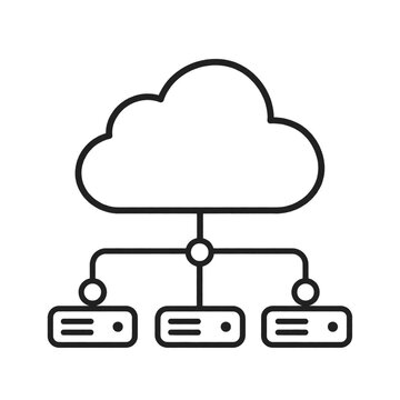 Cloud computing network monoline illustration
