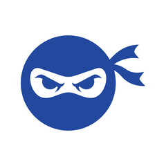 Blue ninja warrior mask silhouette icon for martial arts, gaming, sports branding, and modern graphic design © LatifunNahar