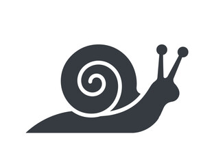 Dark gray snail silhouette with spiral shell and antennae isolated on white background vector illustration © LatifunNahar
