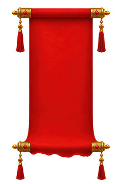 elegant red scroll isolated illustration on transparent background