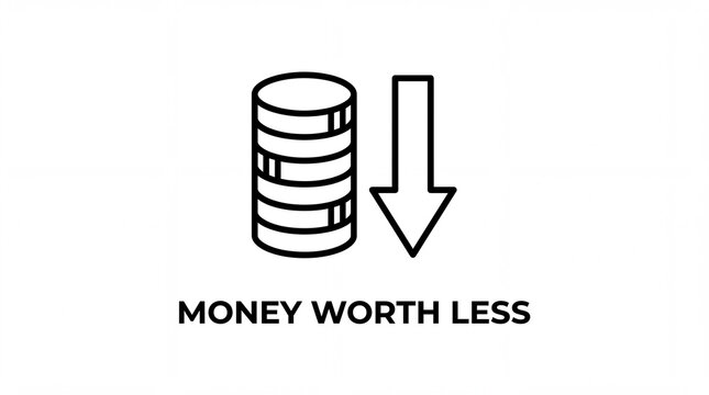 Inflation and Devaluation Icon with Coins and Downward Arrow