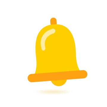 A simple yellow notification bell icon illustrated on a clean white background.