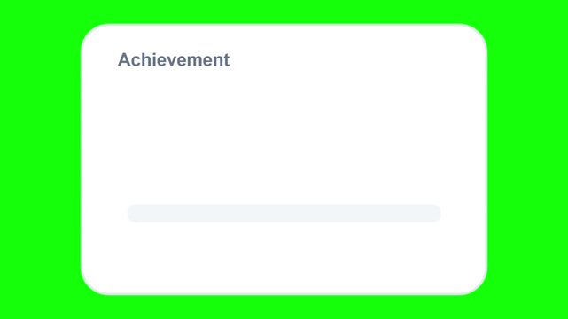 Achievement Progress Bar at 100 Percent on Green Screen
