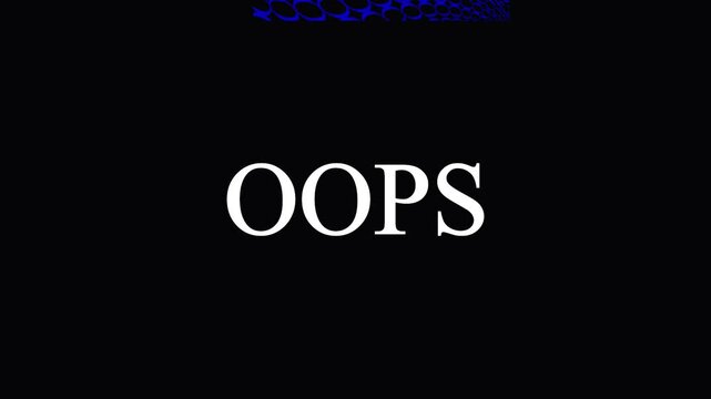 Oops text animation with red and blue glitch effects on black background for digital media projects.