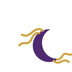 Purple crescent moon with golden wavy lines © michel