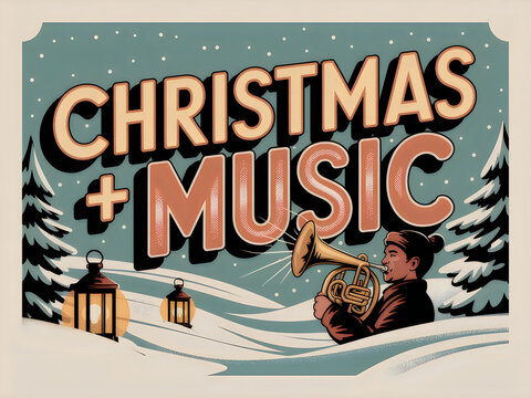 Musician playing trombone during christmas time