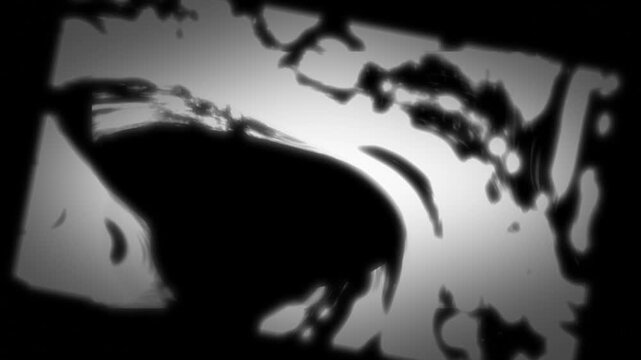 Abstract liquid ink shapes moving on white background in surreal black and white stock footage.