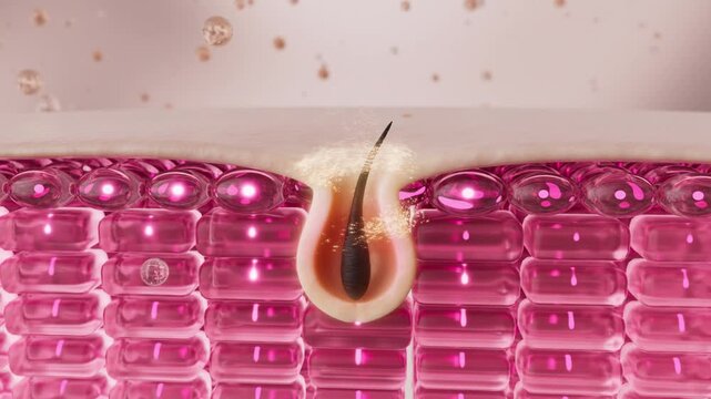 Hair growth occurs in the hair follicles during hair care.