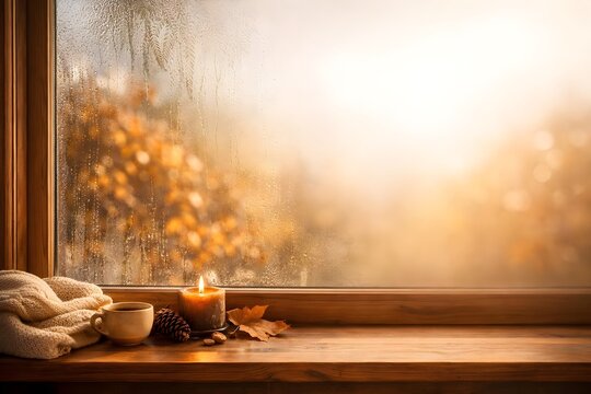 Soft autumn landscape background with golden trees and warm sunlight