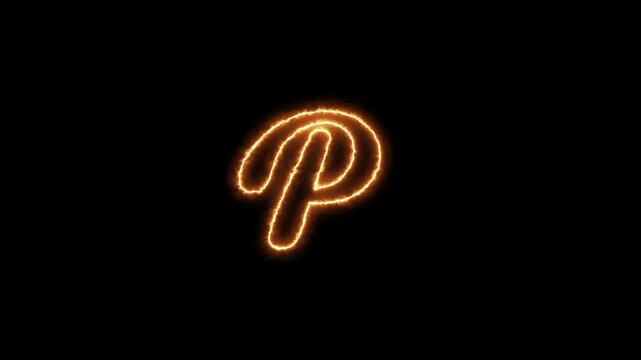 Modern Electric Neon Light Cursive Letter P Motion Background