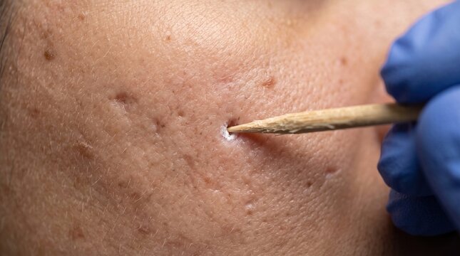 TCA Cross Chemical Peel Treatment Applied to Ice Pick Acne Scar