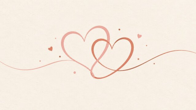 Minimalist Valentine's Day 2027 illustration with intertwined line-art hearts