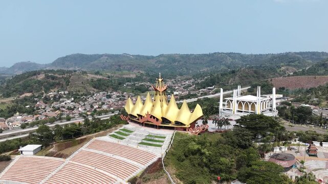 Siger Tower Landmark in Lampung Indonesia Aerial View