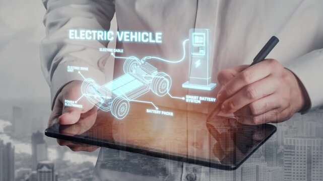 Structure of electric car showing battery system, traction motor, control units, and charging station for understanding EV functionality and energy flow Marrow