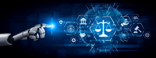 Naklejka na ściany i meble AI regulates digital law through compliance dashboards, justice-oriented tools, and secure automation for ethical governance and technology policy alignment. Artificial intelligence spline