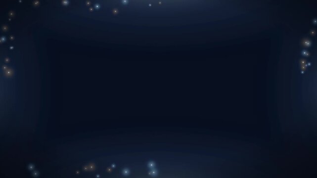 Sparkling glowing dots forming decorative border frame on dark blue background, for holiday magic, festive celebration, digital illumination, creative design element for video