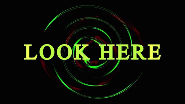 Psychedelic swirling spiral background with hypnotizing look here text motion for digital media.
